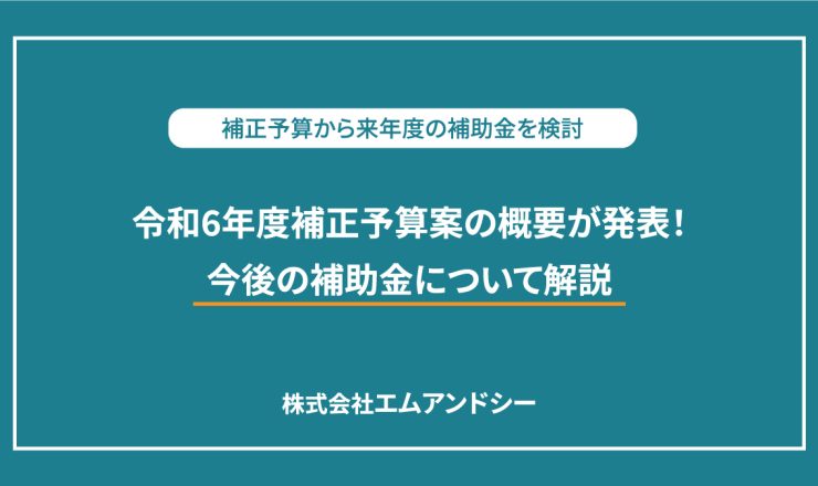 令和6年度補正予算案から今後の補助金について解説