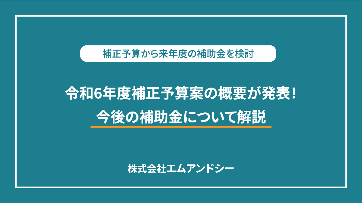 令和6年度補正予算案から今後の補助金について解説